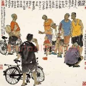 马海方《马海方的老北京民俗风情水墨画》当代书画作品图片赏析