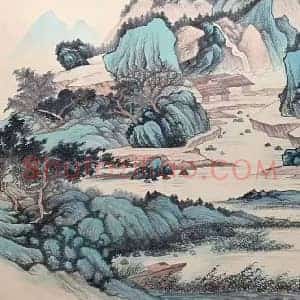 启功山水画《溪山渔隐图》国画作品高清图片赏析