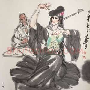 黄胄《塔吉克舞》国画作品高清图片赏析