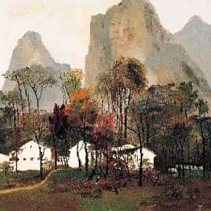 吴冠中《吴冠中桂林山村》当代书画作品图片赏析