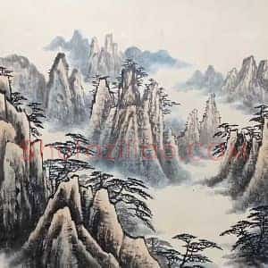 董寿平代表作《黄山松云图》国画作品高清图片赏析