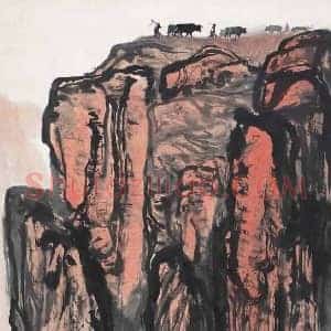 石鲁《石鲁高山仰止》现代书画作品图片赏析