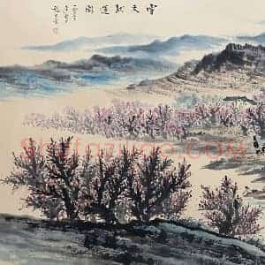 赵望云《雪天驮运图》国画作品高清图片赏析