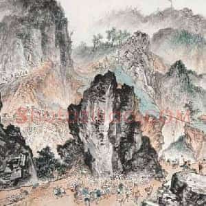 朱梅邨《朱梅邨与山岭搏斗》现代书画作品图片赏析