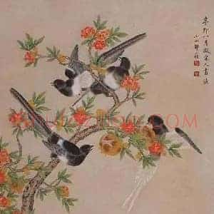 邹一桂《邹一桂工笔花鸟画》清代书画作品图片赏析