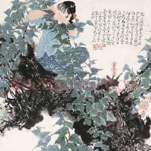石鲁《石鲁采桑图》现代书画作品图片赏析