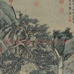 文徵明《古木寒泉图》国画作品高清图片赏析