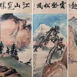 关山月《四季山水》国画作品高清图片赏析