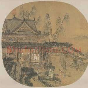 李嵩《李嵩水殿招凉图》宋代书画作品图片赏析