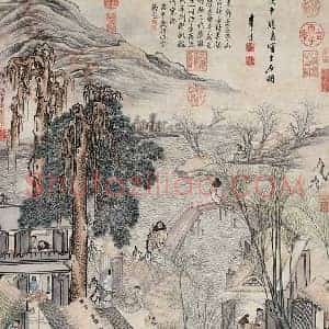 李士达《李士达岁朝村庆图》明代书画作品图片赏析