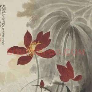 张大千《张大千荷花鸳鸯》现代书画作品图片赏析