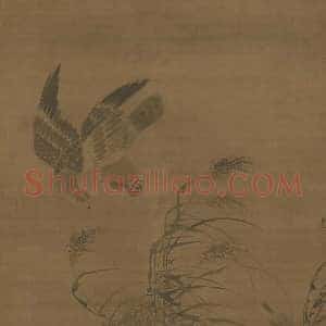 吕纪残荷鹰鹭图轴欣赏 国画作品高清图片赏析