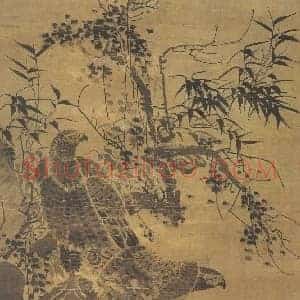 林良《粤画之祖林良双鹰图》明代书画作品图片赏析
