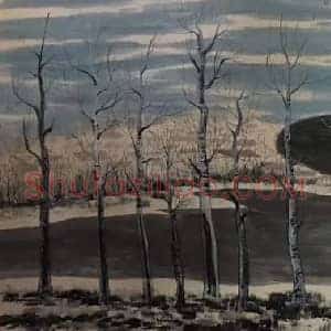 吴冠中巨制《山村景色》国画作品高清图片赏析