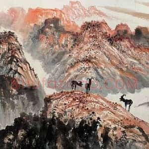 方济众《高原秋色》国画作品高清图片赏析