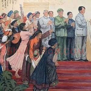 刘文西作品《哈达献给毛主席》国画作品高清图片赏析