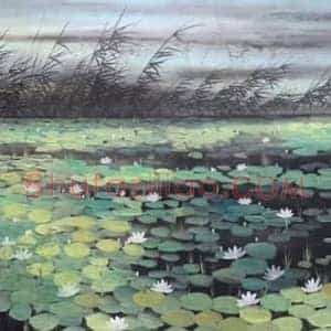 林风眠国画《荷塘》国画作品高清图片赏析