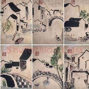 吴冠中《水乡册页》国画作品高清图片赏析