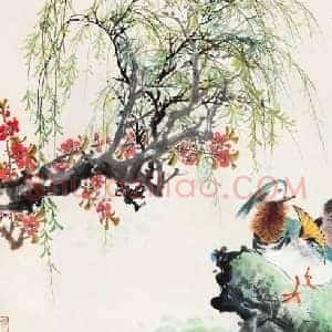乔木《乔木花鸟》现代书画作品图片赏析