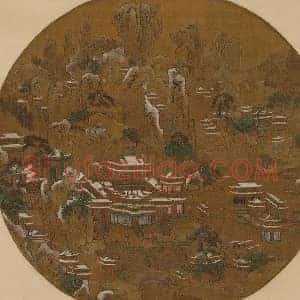 李思训《李思训京畿瑞雪图》唐代书画作品图片赏析