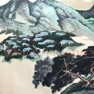 谢稚柳丈二巨制《松瀑亭子》国画作品高清图片赏析
