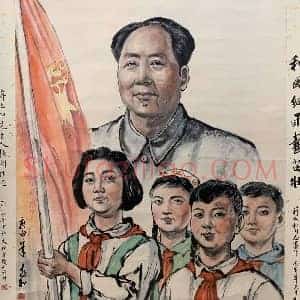 蒋兆和《在毛主席身边前进》国画作品高清图片赏析