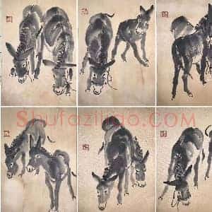 黄胄《双驴图》国画作品高清图片赏析