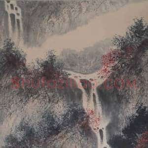 傅抱石精品《观瀑图》国画作品高清图片赏析