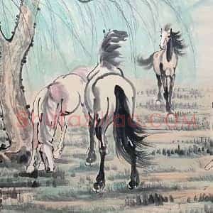 徐悲鸿《钟馗群马图》国画作品高清图片赏析