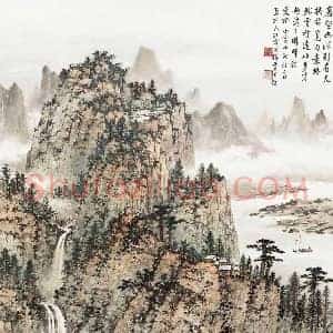 黄君璧《黄君璧岩壑秋深图》现代书画作品图片赏析