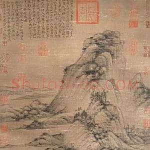 倪瓒《林亭春霭图》国画作品高清图片赏析