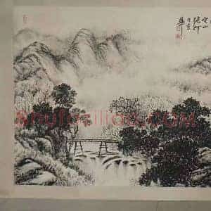 张仃焦墨山水《雪山泉有声》国画作品高清图片赏析