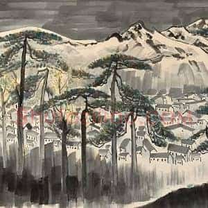 吴冠中丈二巨制《仰望与横看》国画作品高清图片赏析
