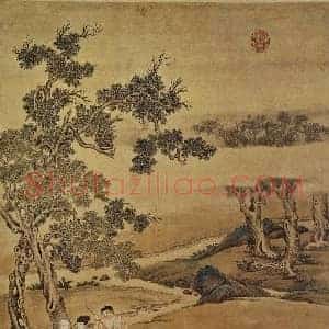 丁观鹏《乾隆皇帝洗象图轴》国画作品高清图片赏析