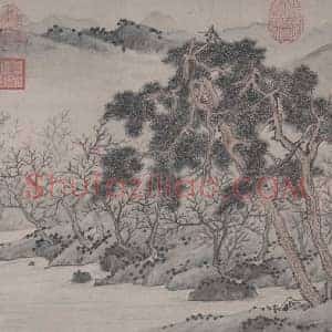 文徵明《桃源问津图》国画作品高清图片赏析