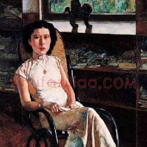 徐悲鸿《徐悲鸿珍妮小姐画像》现代书画作品图片赏析