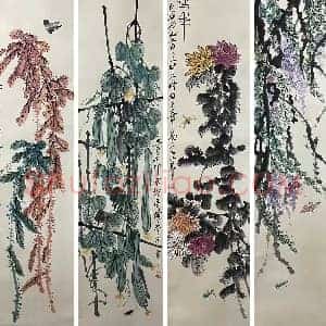 齐白石《花卉草虫》国画作品高清图片赏析
