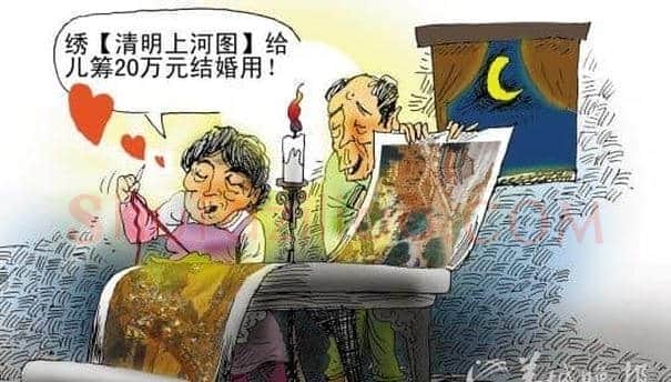 女工绣清明上河图欲卖20万为儿筹钱买房