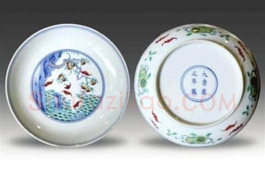 赏雍正斗彩福寿纹盘